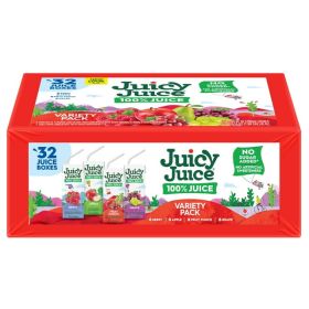 Juicy Juice 100% Juice, Shelf-Stable Juice Box Variety Pack, 32 Count, 6.75 fl oz Boxes