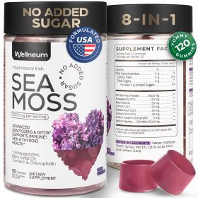 Multimineral Sea Moss Glow Gummies 3000 Mg Irish Seamoss for Immunity Thyroid Health Skin Detox Cleanse Gummies with Black Seed Oil Bladderwrack